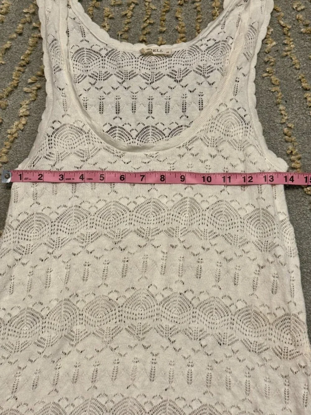 Spell Siesta Cami Organic Cotton Knit Tank XS Boho Lace in White Sands - Picture 8 of 15